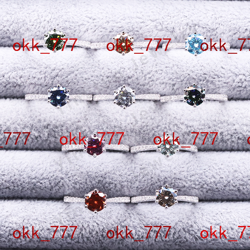 6.5mm 1ct Colored Round 925 Moissanite Engagement Rings for Women Moissanite Jewelry with GRA