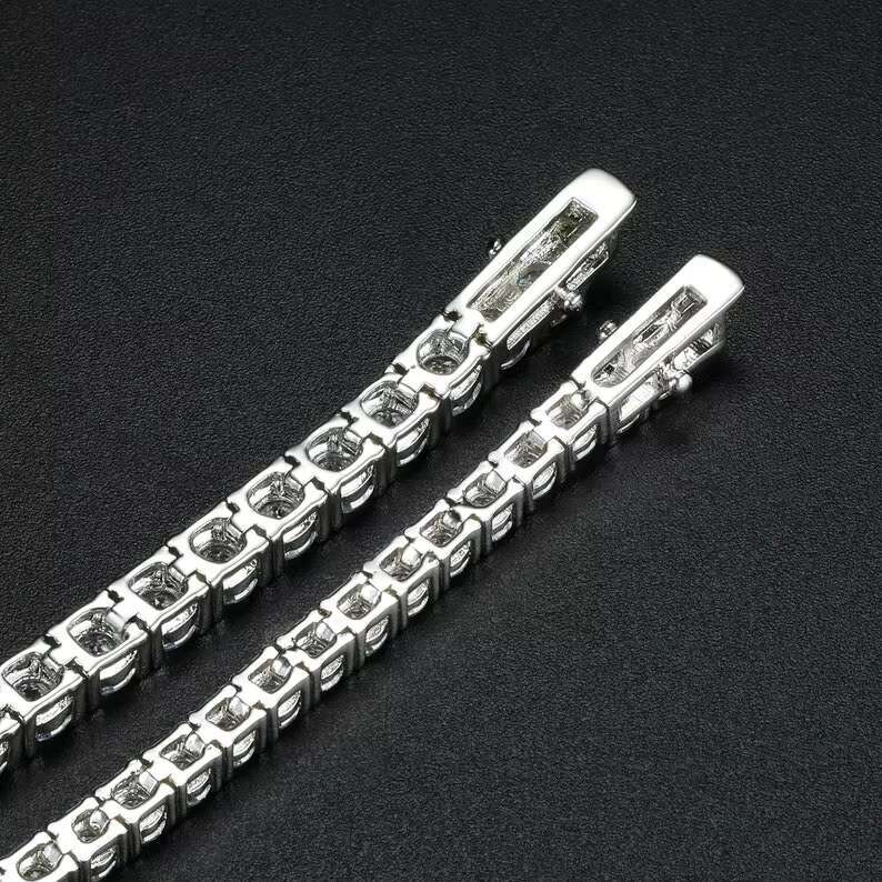 3mm 4mm 5mm 6mm Hiphop Iced Out Moissanite Bracelets Bling 925 Sterling Silver VVS Moissanite Tennis Bracelet
