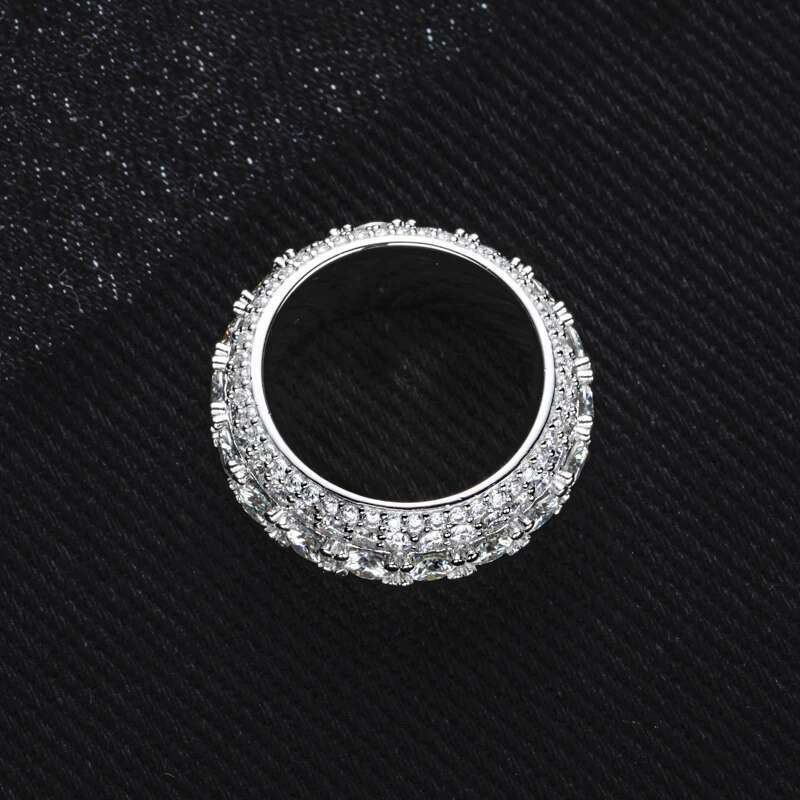 MossanRappr 11.6cttw Moissanite Iced out Diamond Ring 925 Sterling Silver High Quality and Fashion Jewelry for Mens Party Wear