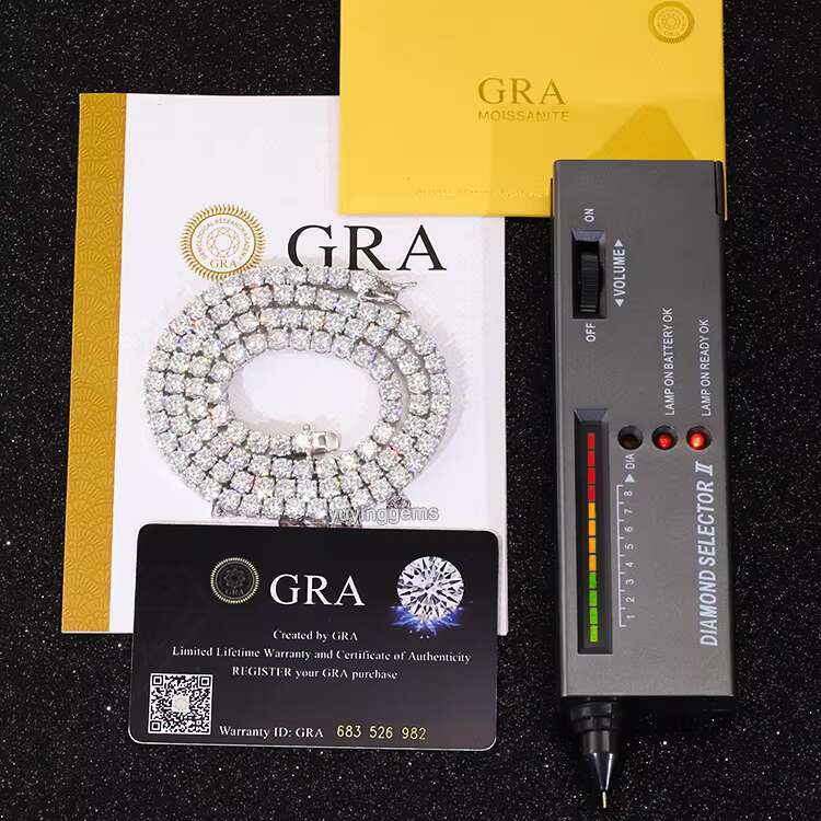 Fine Jewelry Gold Plated 925 Sterling Silver Pass Diamond Tester Moissanite Diamond Tennis Chain for Men Jewelry