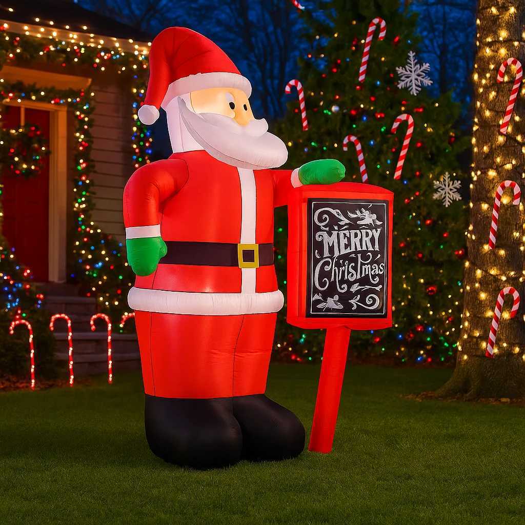 Christmas 18M/59FT Inflatable Santa Claus with Merry Christmas Sign Lights LED Home Holiday Lighting Decor Yard Xmas Supplies Decor Y251111