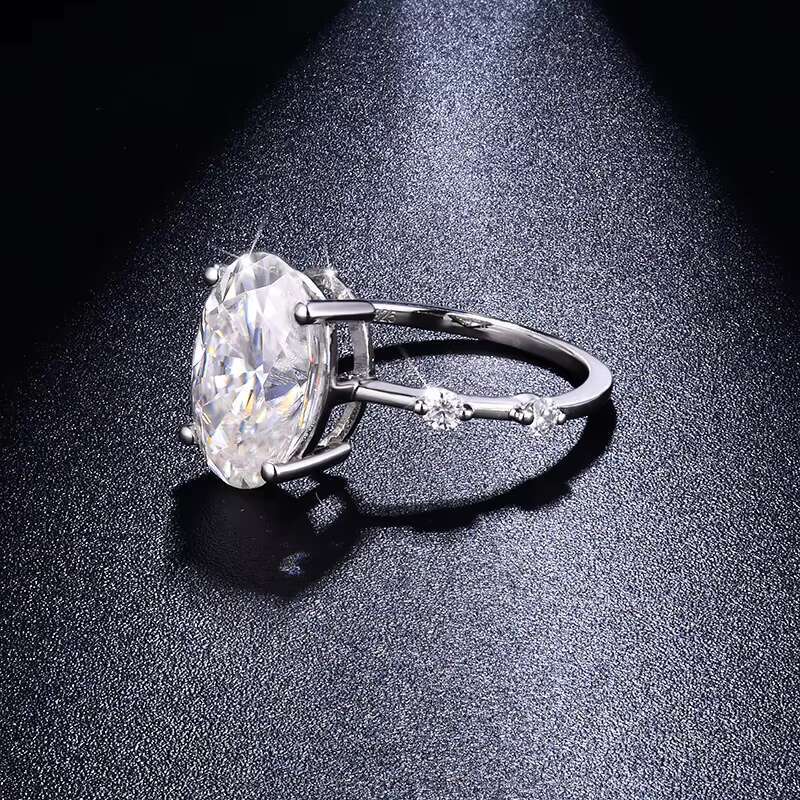 Cross-Border Independent Stations Sell Classic Oval 4.5 Karat 8*12mm Mosan Diamond S925 Silver 18K Gold Gemstone Ring for Women