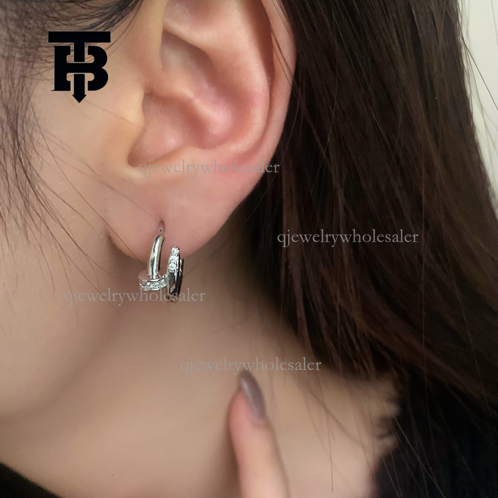TB BHULAMTE Designer Luxury Nail Earrings High-end Accessories Ins Style Niche Light Luxury Plain Circle Super Sparkling Zircon Ear Studs Women's