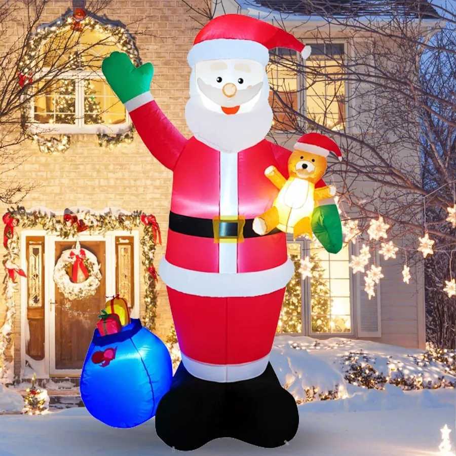 Christmas 7FT Christmas Inflatables Outdoor Decorations Inflatable Santa Claus with Gift Blow Up Yard Decorations with Builtin LED Lights Y251111