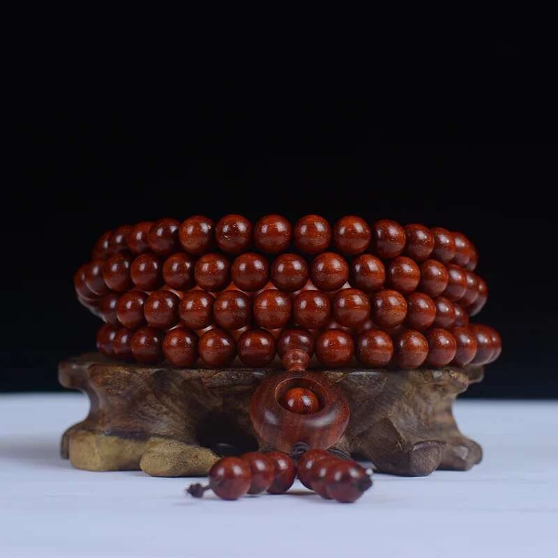 Factory Direct Sale Chicken Blood Red Star Small Leaf Rosewood Buddhist Prayer Beads Bracelet108Multi-circle Bracelet Sandalwood