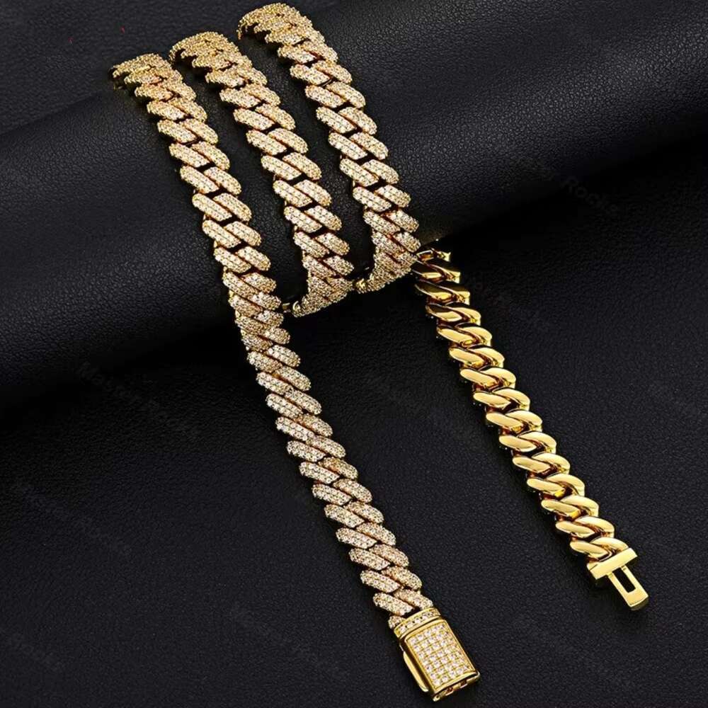 Dope Jewelry Sparkling Hiphop Cuban Link Chain 925 Sterling Silver Iced Out 9mm Moissanite Cuban Chain