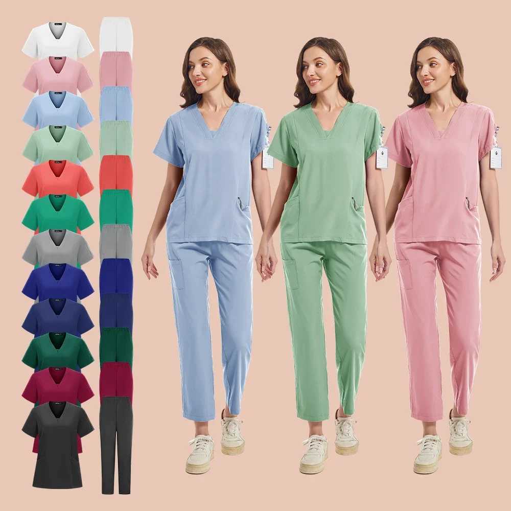Nursing Uniforms Multicolor Medical Workwear Doctor Nurse Scrubs Set Dental Surgery Overalls Clinical Outfits Beauty Sn Suits X250410