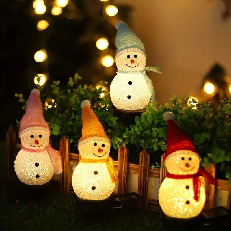 Christmas Christmas Decorations Light Solar Light Snowman Christmas Outdoor Solar Powered Stakes Lights For Corridor Patio Lawn Decoration Y251111