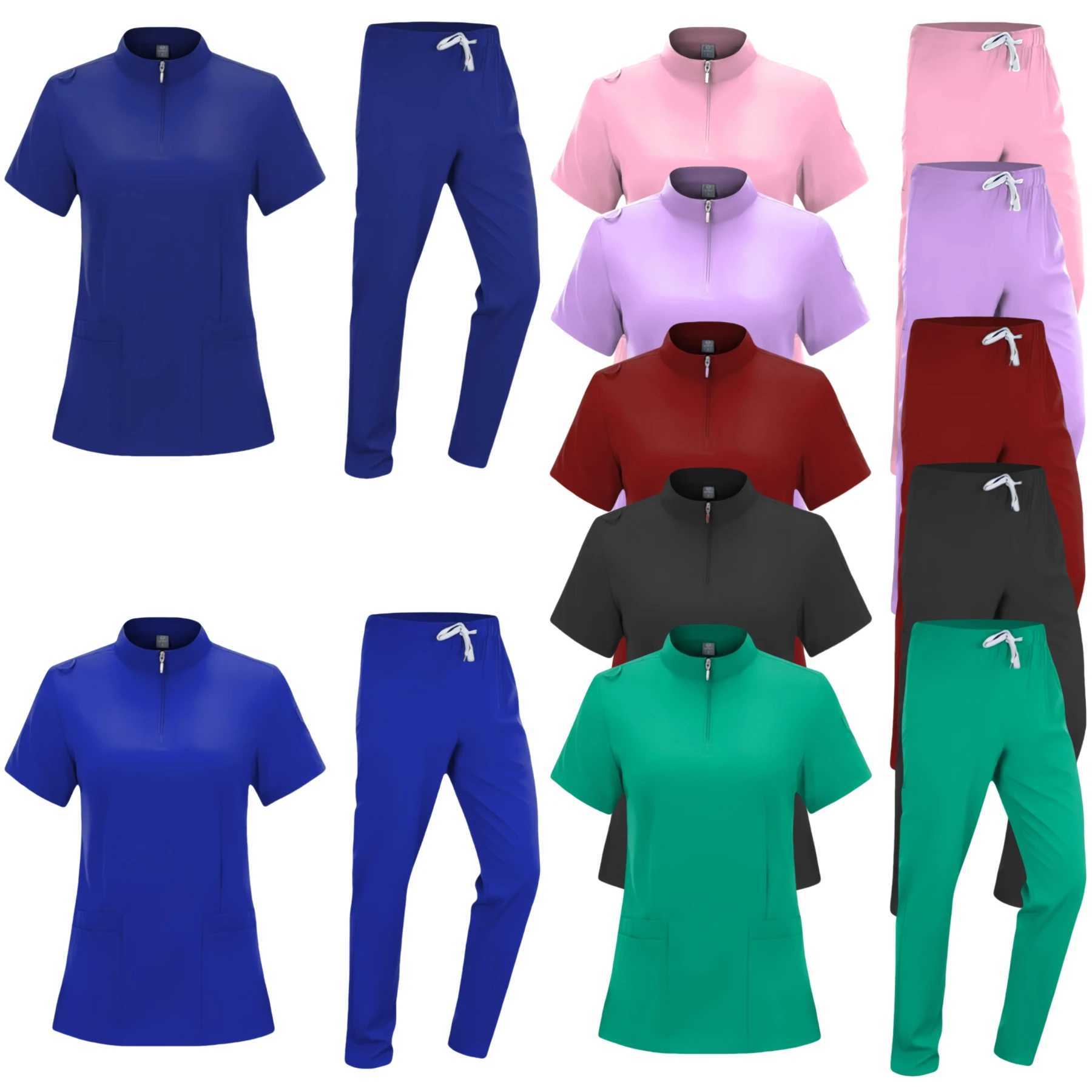 Short Slved Hospital Doctor Uniforms Spa Uniforms Dental Clinic Medical Scrubs Suits Pet Grooming Veterinary Nurse Accessories X250410