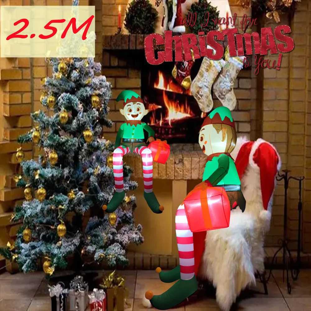 Christmas 25M/82FT Christmas Santa Inflatable Prop Elf Model Built-in LED Lights Indoor Outdoor Fun Decoration Yard Garden Holiday Party Y251111