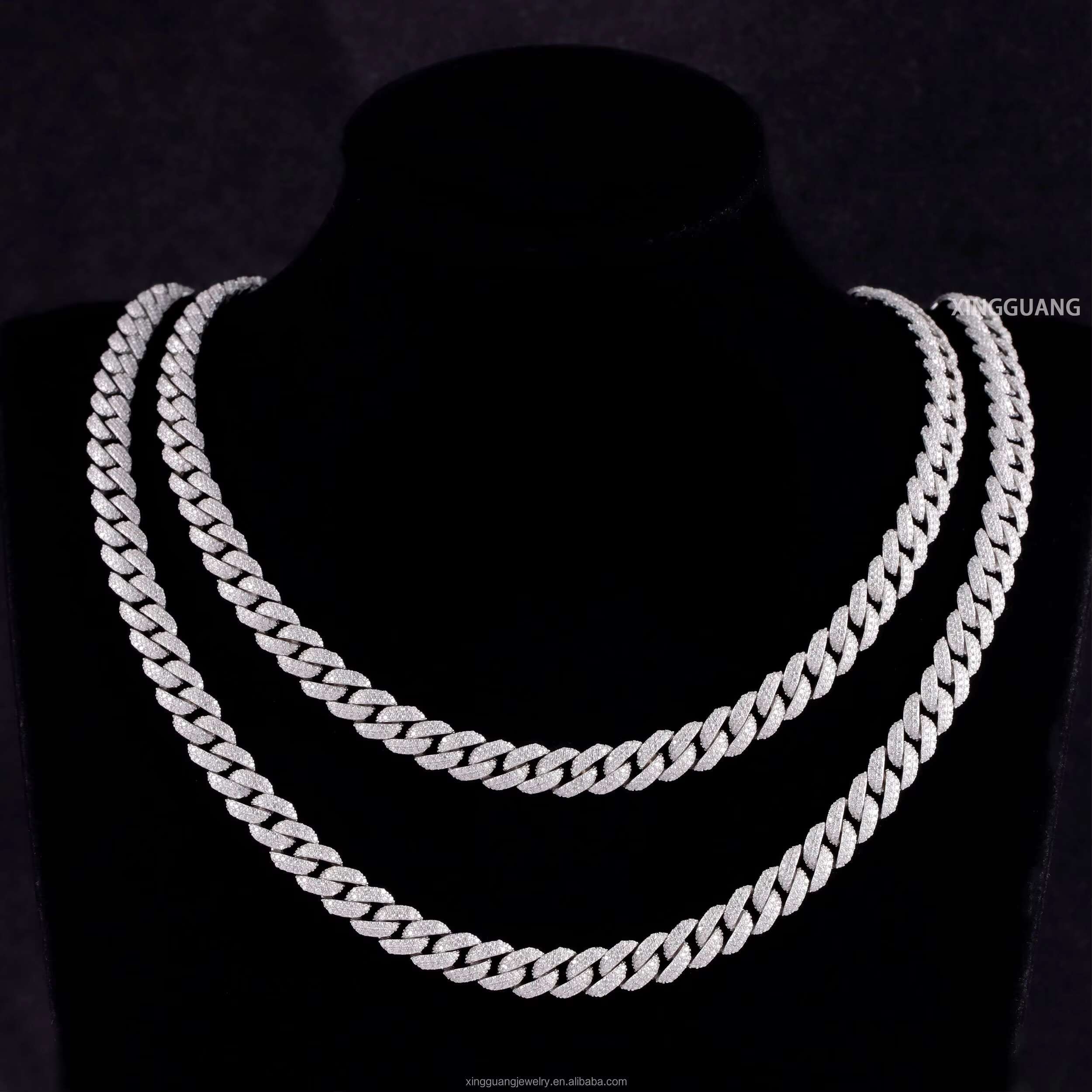 Ready to Ship Silver GRA Moissanite 6mm Wide Diamond Iced Out Necklace Miami Cuban Link Chain for Hiphop Rapper Life