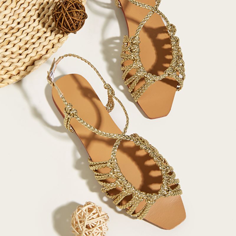 hot Women Designer Sandals Fashion Woven Sandal Summer Beach Flat Sandles
