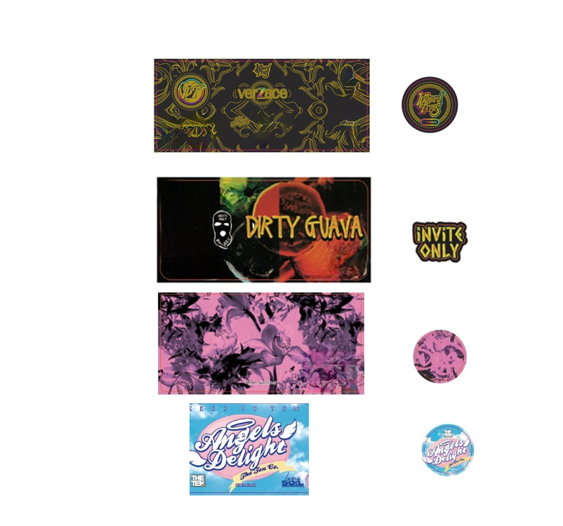 Wholesales Doja Keep IT Ten Sticker Labels Package 7 Gram Flower Glass Jar Label Multi Design Hologram Laser Film Stickers Support Customs Hot Sale