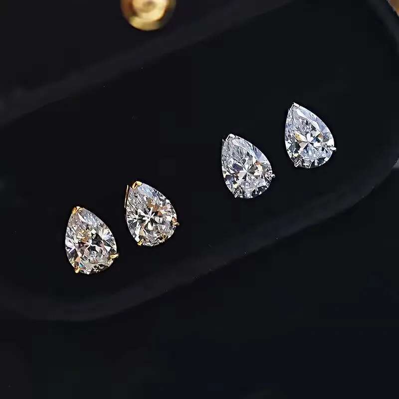 2CT Water Drop Lab White Moissanite Diamond Simple Fine Jewelry Genuine 100% 925 Sterling Silver Women Stud Earring Gift