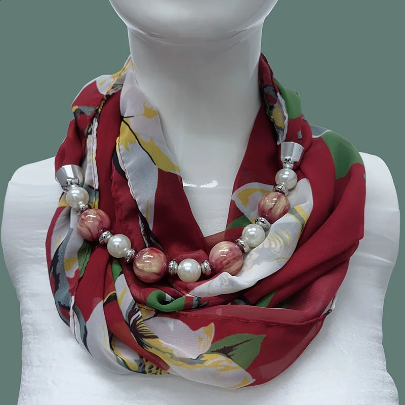 Multi colored chiffon jewelry statement necklace pendant scarf womens bohemian necklace headwear womens headscarf 250409
