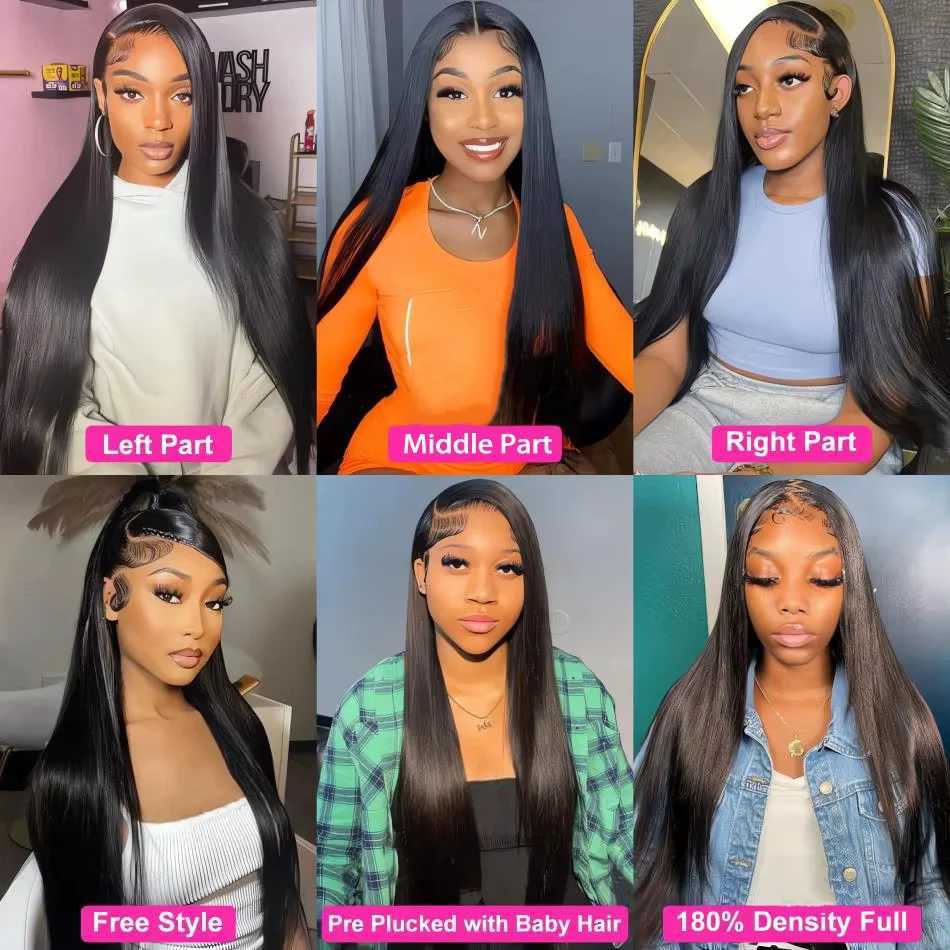 Bone Straight Hd Lace Frontal Wig 13x6 Lace Front Wig Human Hair 30 40 Inch Transparent Lace Pre Plucked Wigs 13x4 HD Lace WigT251111