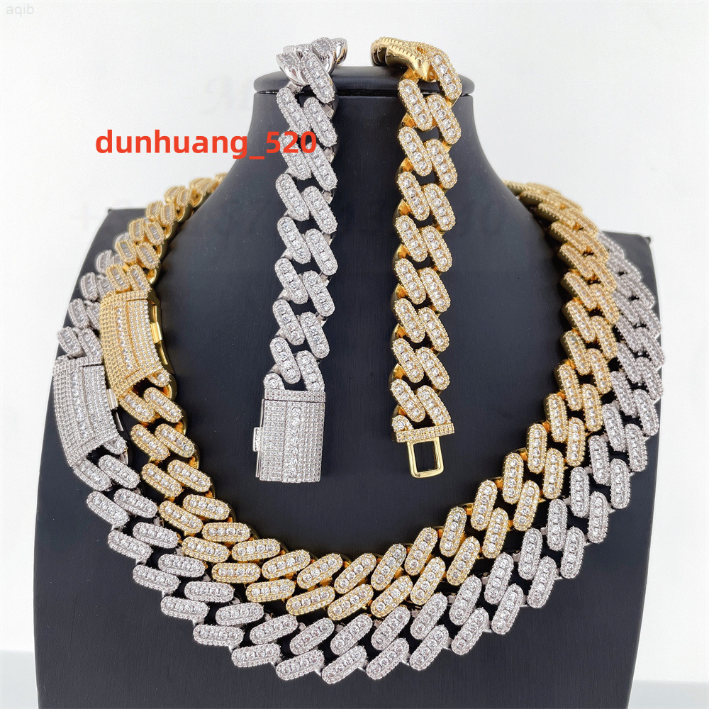 Vvs Moissanite Hip Hop Luxury Jewelry Cuban Bracelet Iced Out Cuban Link Chain Silver Moissanite Cuban Chain 20mm
