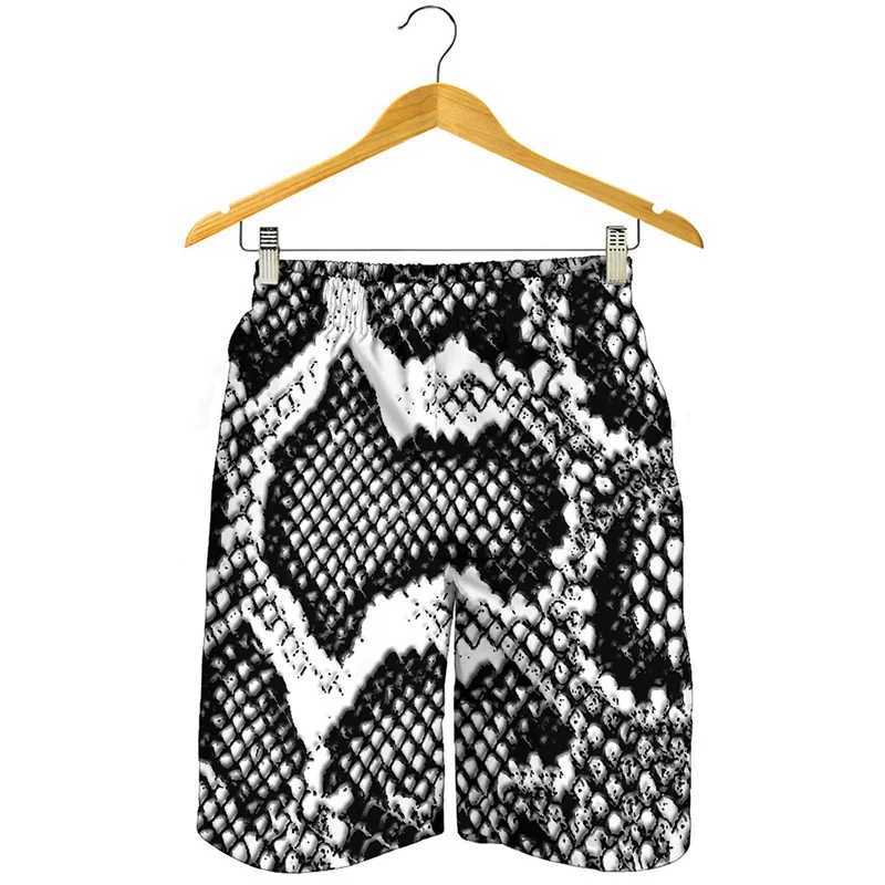 Black white punk snake skin 3D printed beach shorts mens summer swimming shorts cool street shorts quick drying surfboard shortsW250410
