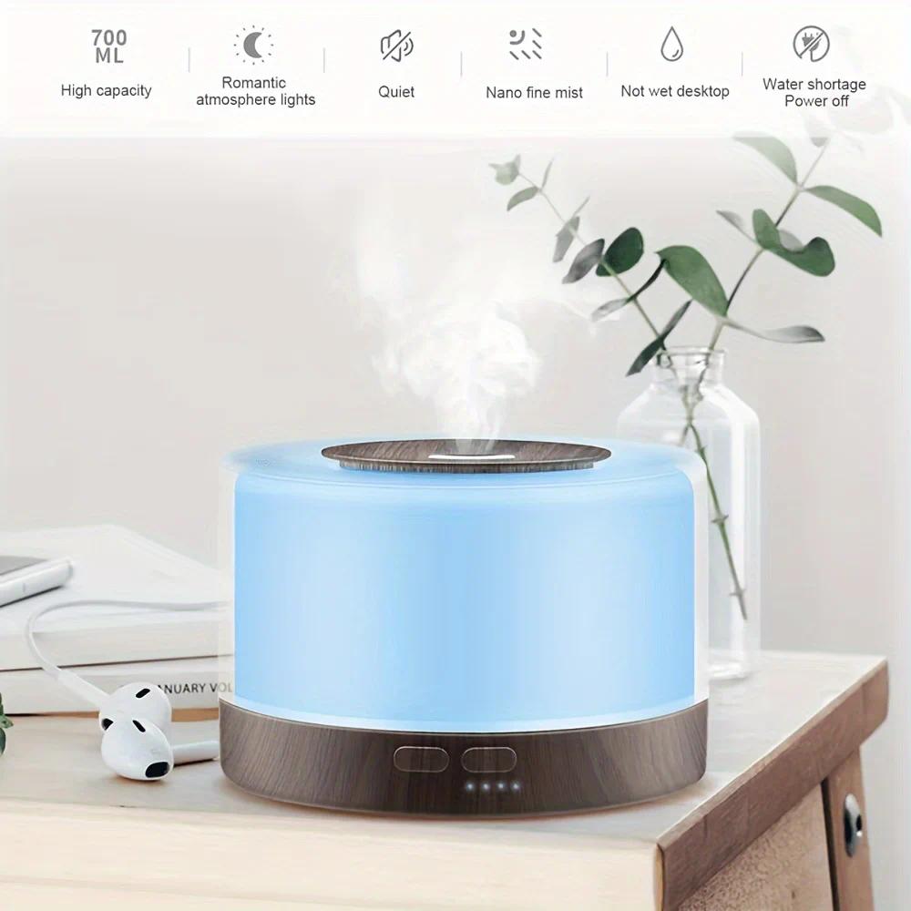 16.91oz Aromatherapy Diffuser with LED Light, 6 Essential Oils, Ultrasonic Cool Mist, Remote Control, 110V/220V, 21-30m² Covera