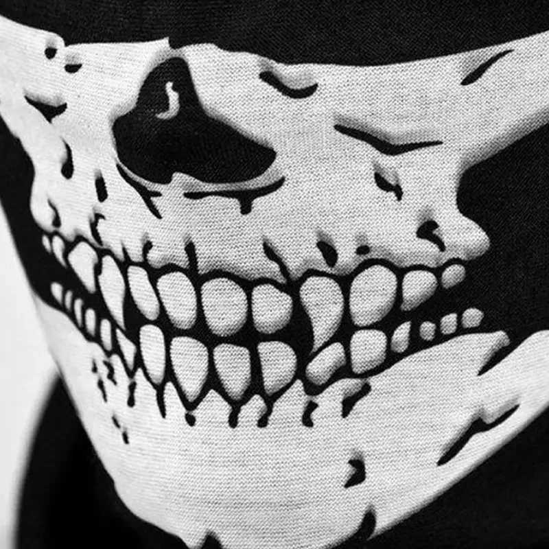 1 Punk Skull Print Cycling Face Mask Riding Scarf Summer Breathable Sunscreen Neck Gaiter for Unisex Outdoor Activity Balaclava S251110