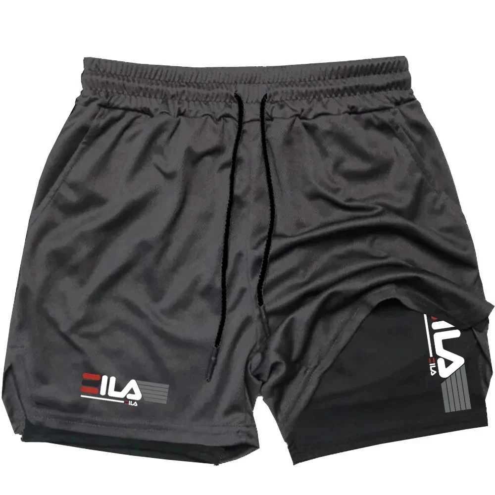 Mens 2-in-1 sports shorts breathable fast drying double-layer running casual sports bottom comfortable fitness suitW250410