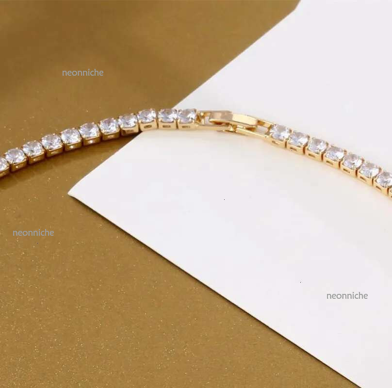 Pendant Trendy 4mm Lab Dia Necklace White Gold Filled Party Wedding Necklaces For Women Bridal Tennis Chocker Jewelry Gift 230918