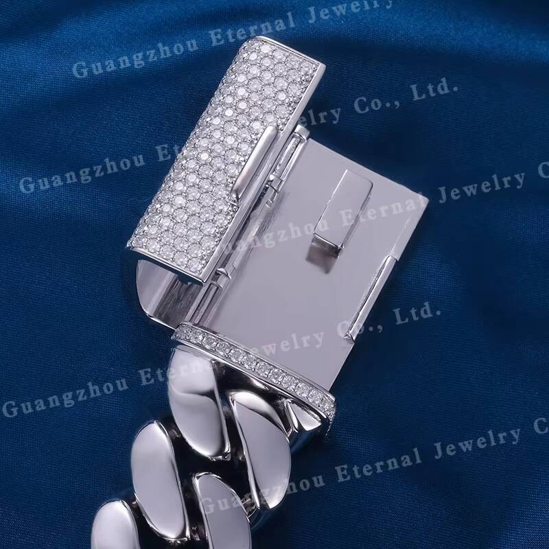 Factory Custom Fine Hip Hop Real S925 Silver Solid Gold Plated Moissanite Lab Diamond Miami Cuban Link Chain Necklace