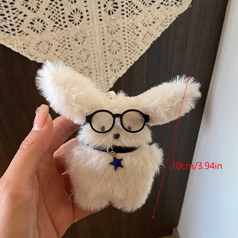 1 cute plush rabbit doll keychain ring womens keychain bag charming toy car keychain ring party gift small gift W250411