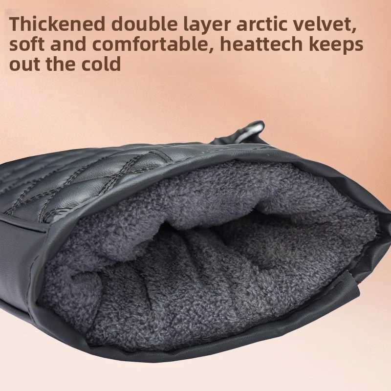 1 Pair Windproof Motorcycle Handlebar Covers Winter Warm Electric Scooter Gloves Waterproof with Thick Cotton Lining S25118