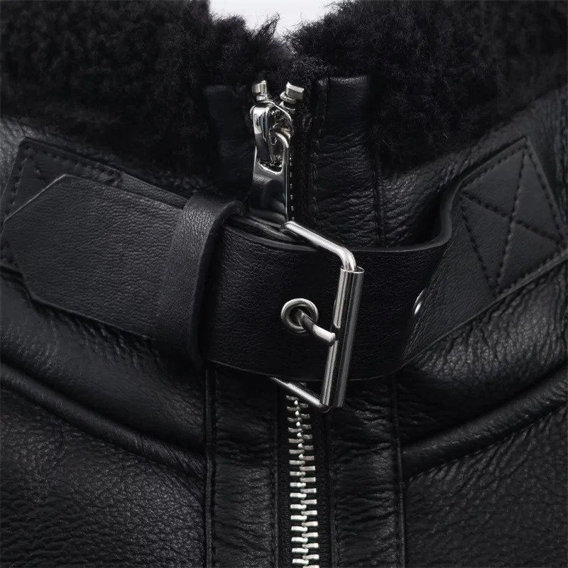 Womens Jacket Winter Style Black Long Sleeve Faux Leather Fleece Lined Warm Jacket Casual Fashion Versatile 251105