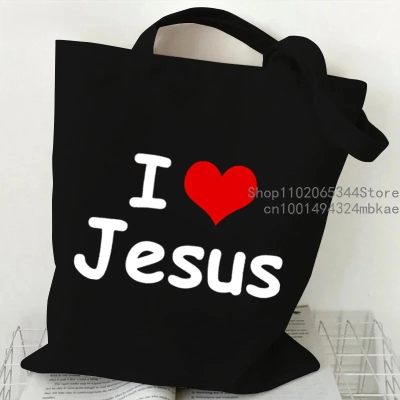 Faith Printed Heart Graphic Canvas Shoulder Tote Bag Casual Fashion Shopping Cases Storage Handbag Christian Gifts 251110