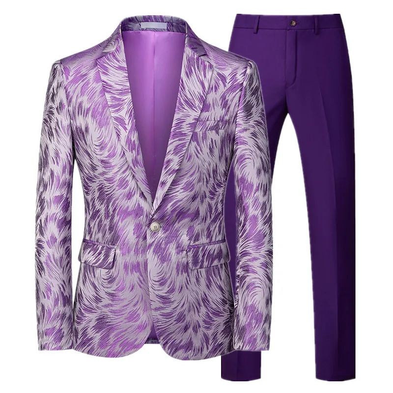 Blazer Pant Classic Groom Wedding Party Suits Fashion Men Business Social Stage Performance Slim Fit Jacquard 2 Piece Set 251107