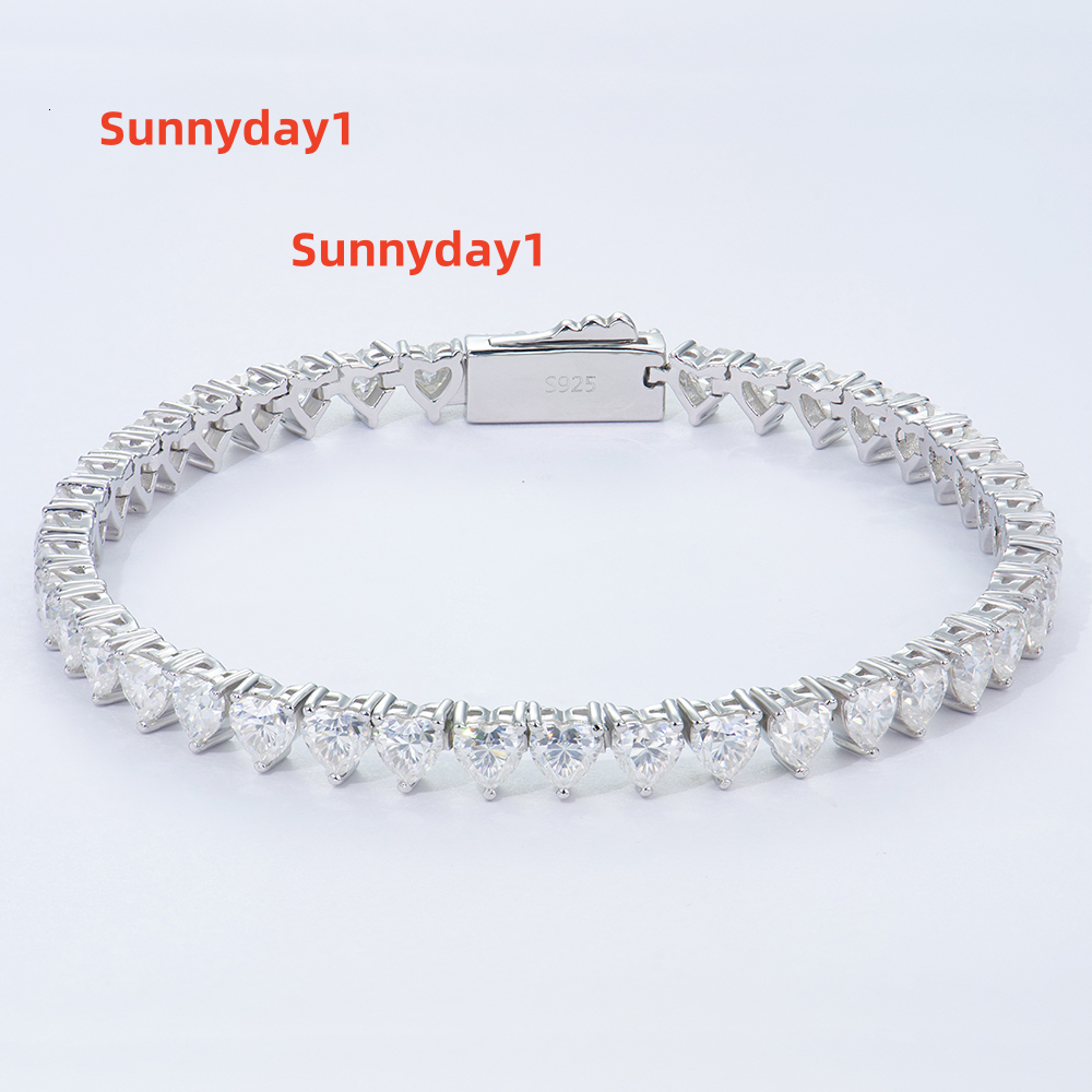 925 Silver Fine Jewelry 44mm Heart-Shaped DEF 17cm Shiny Classic Style Fashionable Mossanite Moissanite Diamond Tennis Bracelet