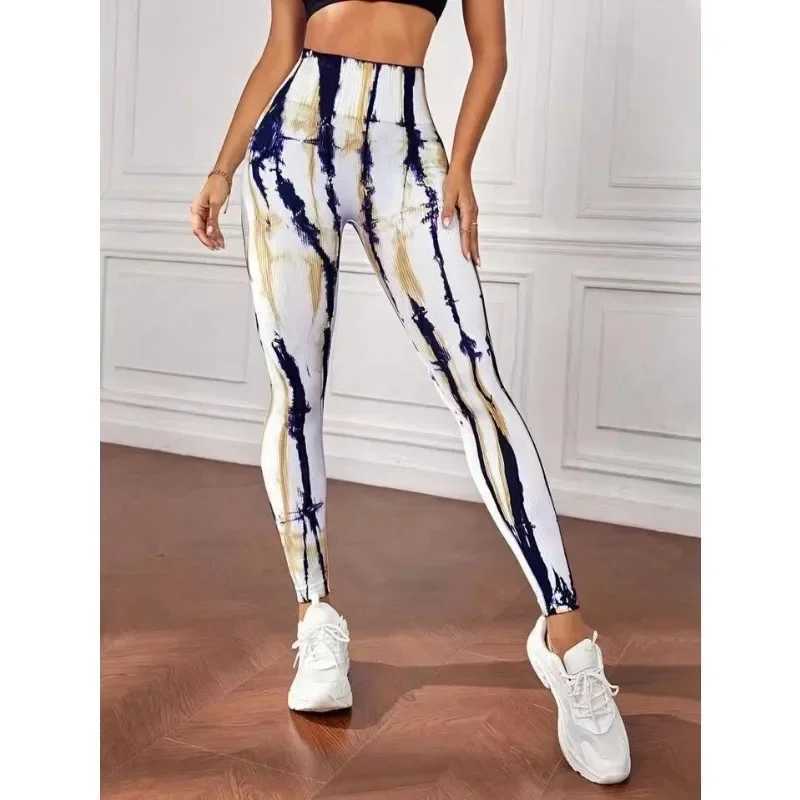Seamless Tie Dyeing Lightning Legs Sexy Yoga Legs Female Waist Hip Lifting Ultra Thin Fashion Tight Fitness Outdoor Running PantsW250411