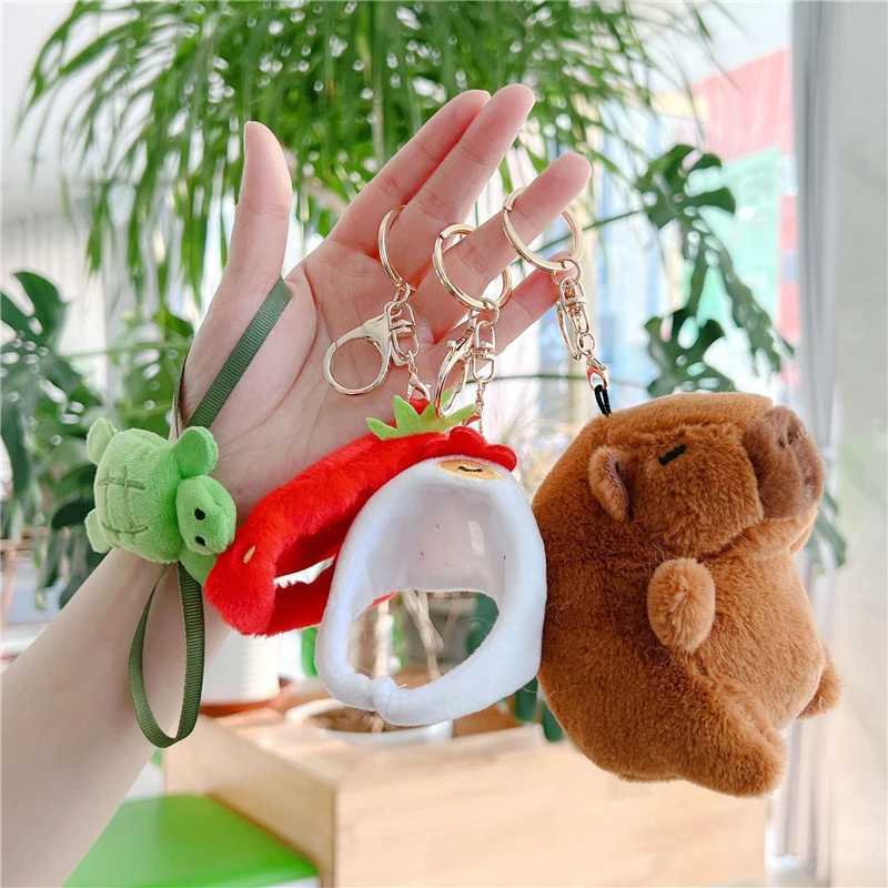 Cute Capybara Plush Keychain Backpack Pendant Toy Car Keyring Decorative Accessories Kawaii Stuffed Doll Childrens Birthday Gift W250411