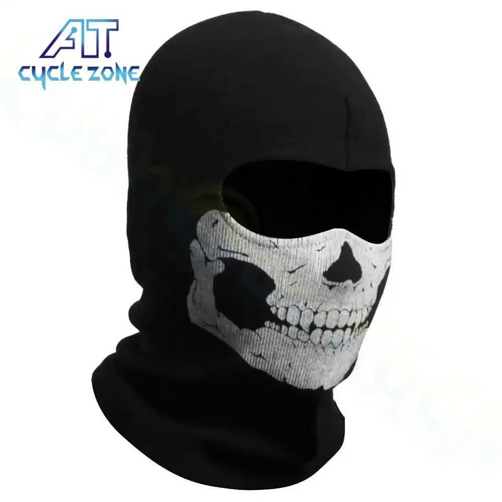 Motorcycle Balaclava Full Face Mask Skull Print Motorbike Full Face Mask Windproof Skiing Head Neck Warmer Bicycle Helmet Liner S251110