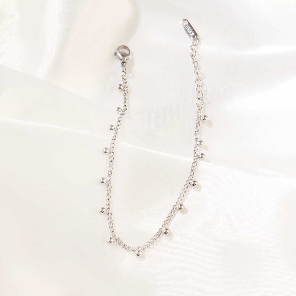 316L Stainless Steel Beads Tassel Pendant Bracelet For Women Fashion Gold Color Beads Chain Bracelets JewelryC250410