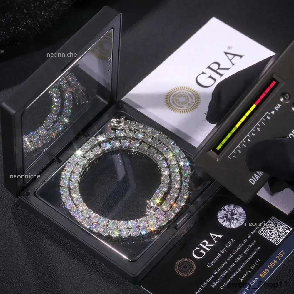 necklace Hip-Hop tennis for men women Sterg Sier VVS Moissanite dia cluster iced out cuban chain