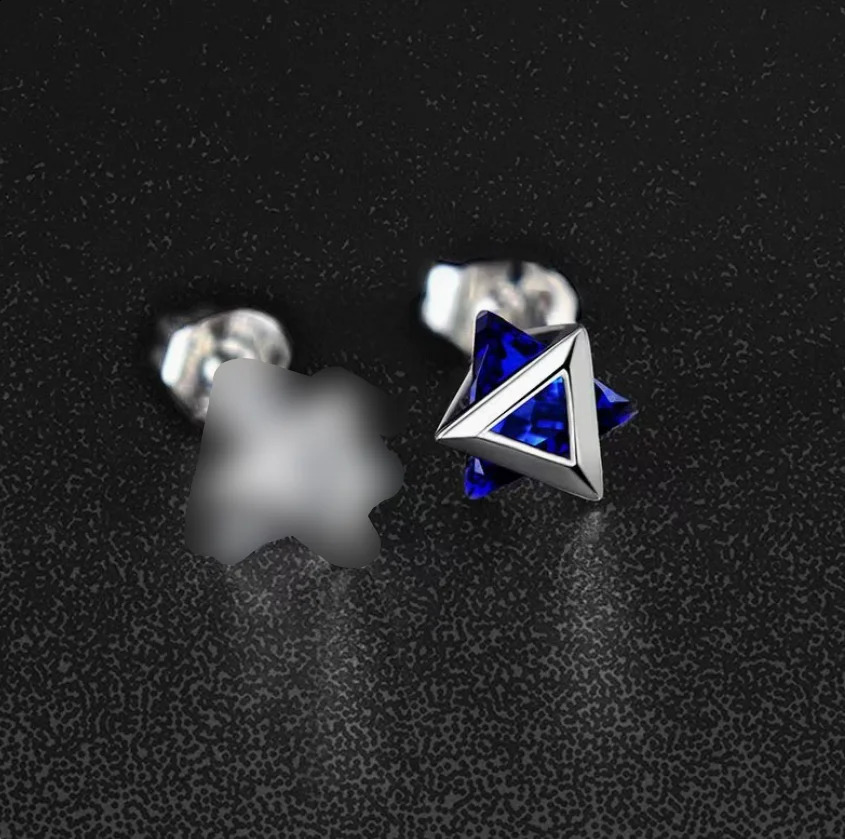 Sanmei City Mens Fashion Personalized Single Earrings Womens Fashion Zircon Triangle Earrings 250409