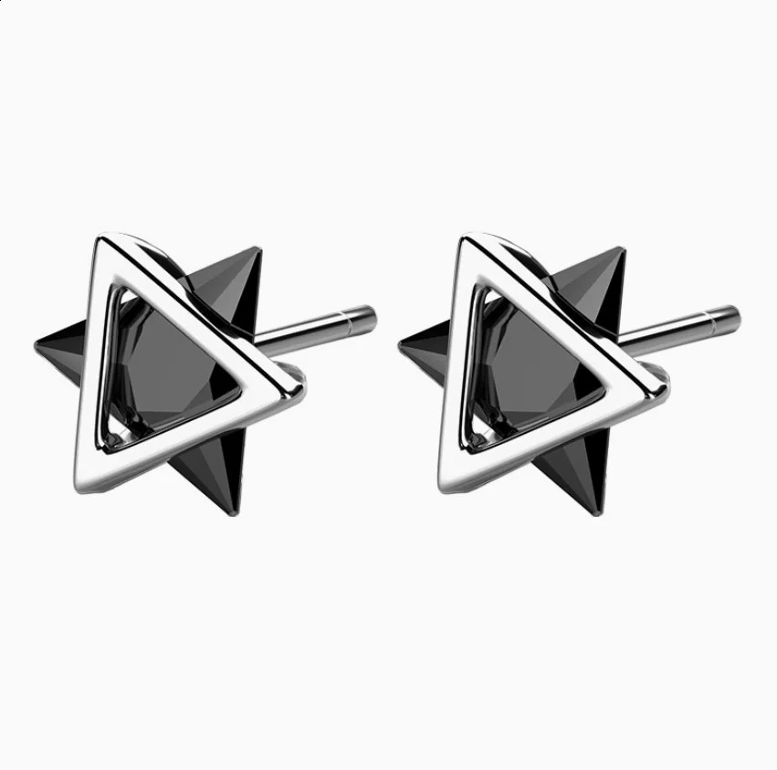 Sanmei City Mens Fashion Personalized Single Earrings Womens Fashion Zircon Triangle Earrings 250409