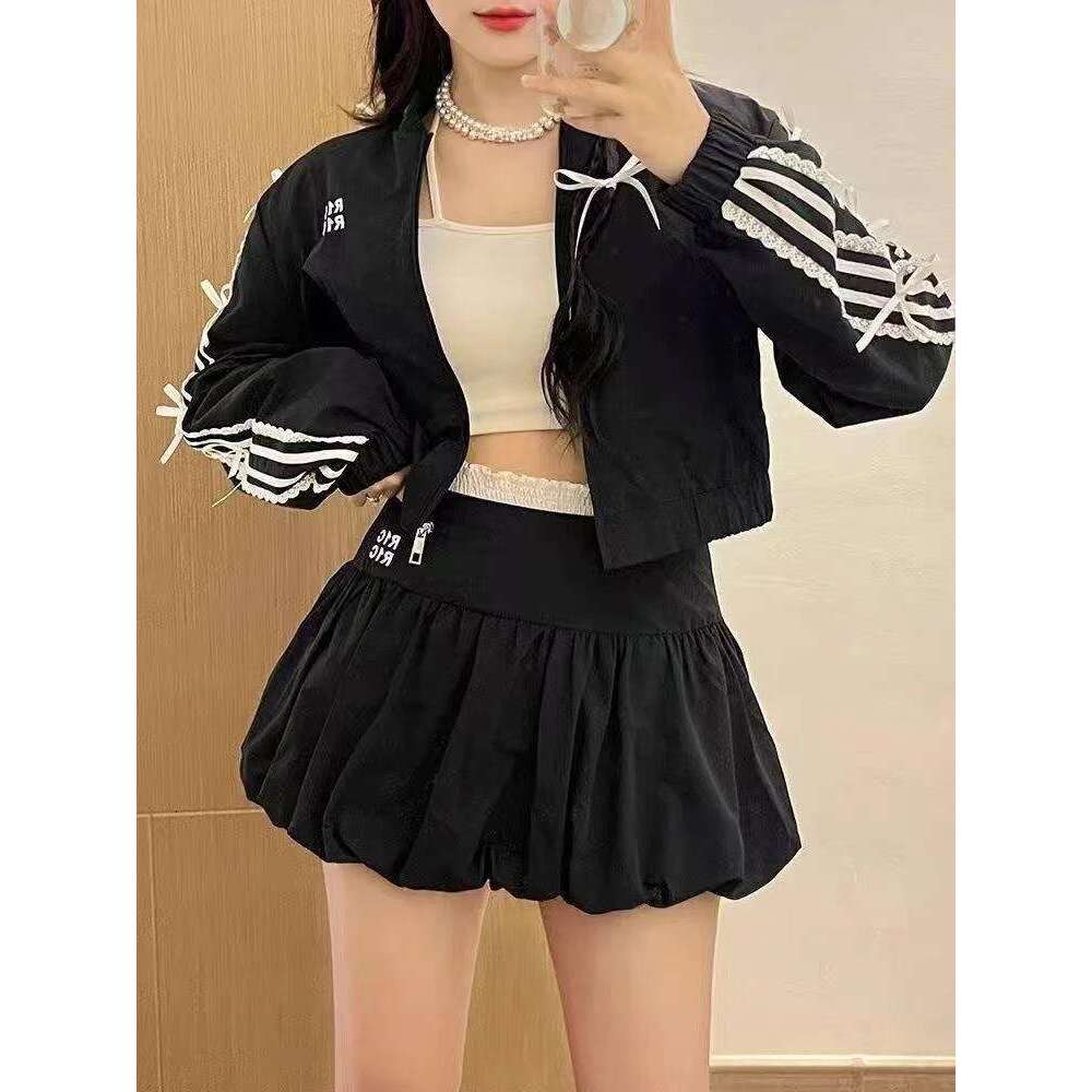 Woman New 2000S Aesthetics Elegant Two Piece Set Women Sexy Sport Wear Coat + Mini Skirt Suit Female High Street Chic Sets
