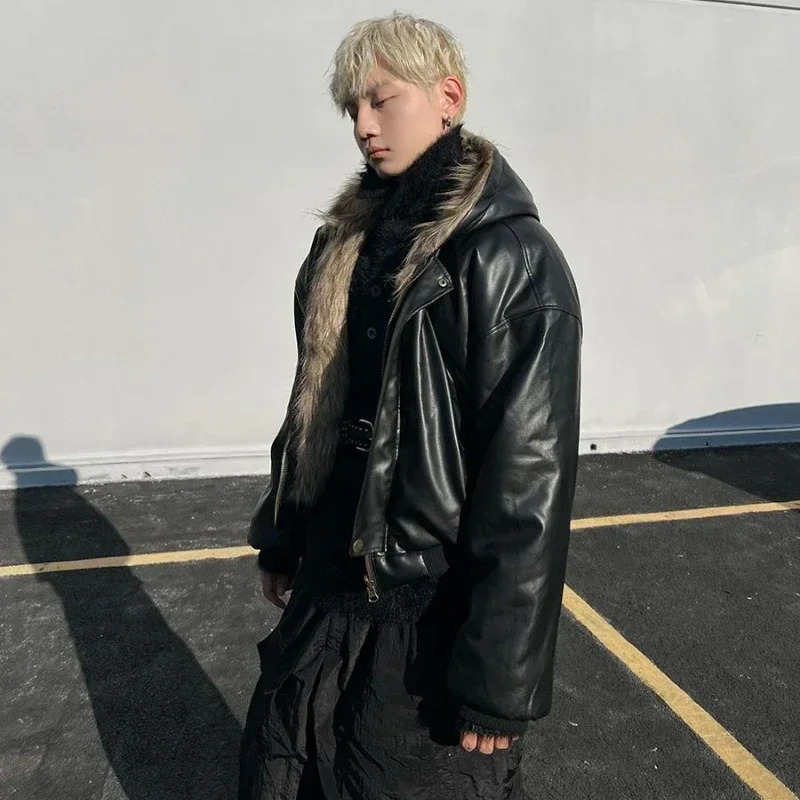 Mens Winter Arrival Two-Sided Wearable Faux Fur Coat - Integrating Fox Fur for Trendy leather jacket Winter Warmth 251106