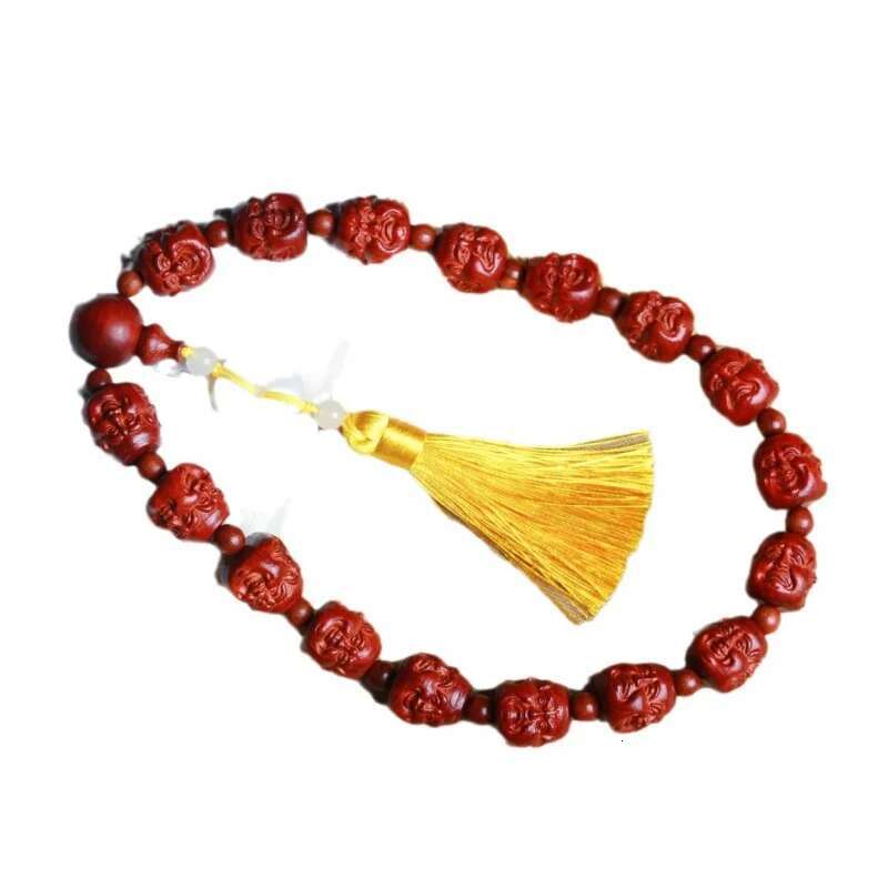 Small Leaf Rosewood Carving Rosary Guanyin Bracelet Hand-Held Four-Sided Buddha Pattern Prosperity Brought by the