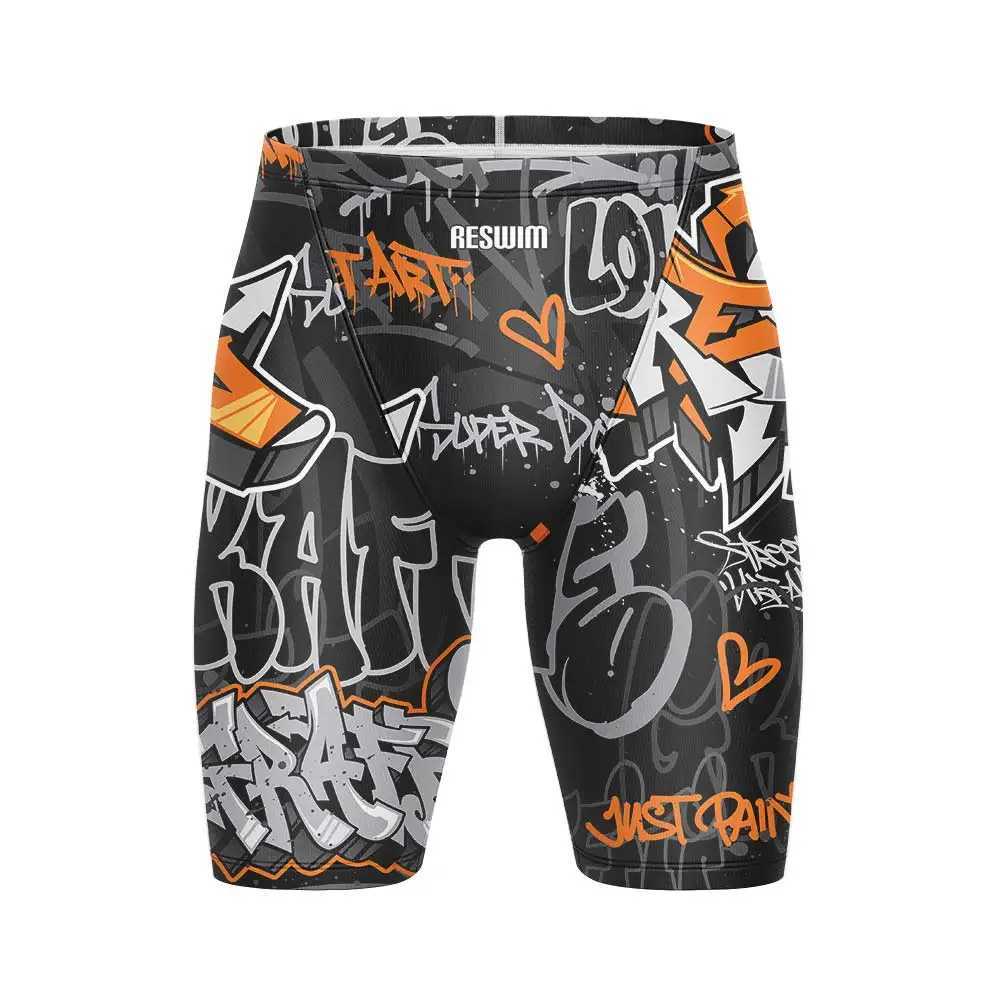 2025 Summer Mens Swimming Jammer Endurance Exercise Training Swimsuit Beach Swimming Relay Professional Swimsuit Jammer Tight Surfing ShortsW250410