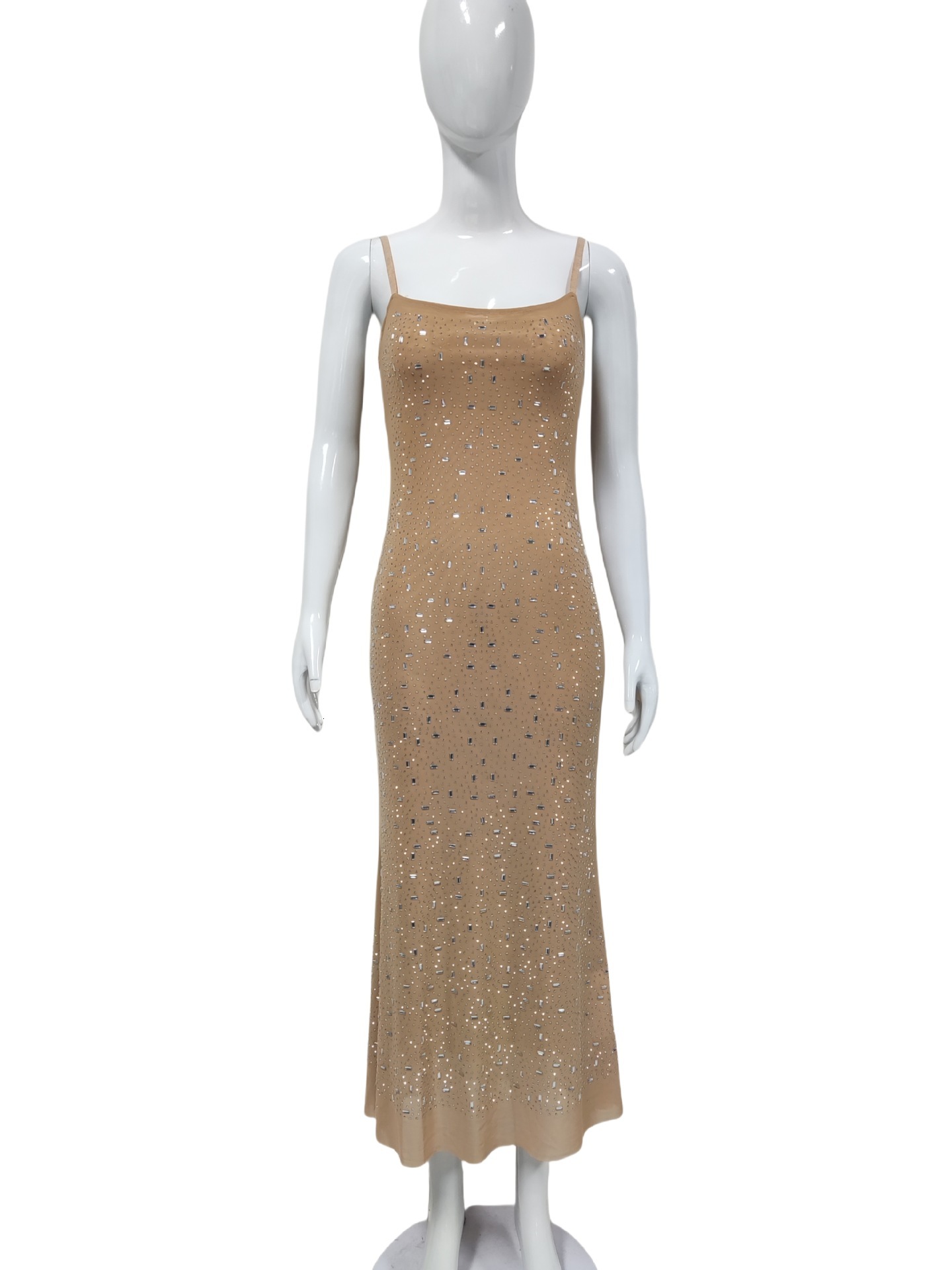 French heavy industry hot stamping sexy suspender temperament long banquet hip hugging slim fit dress