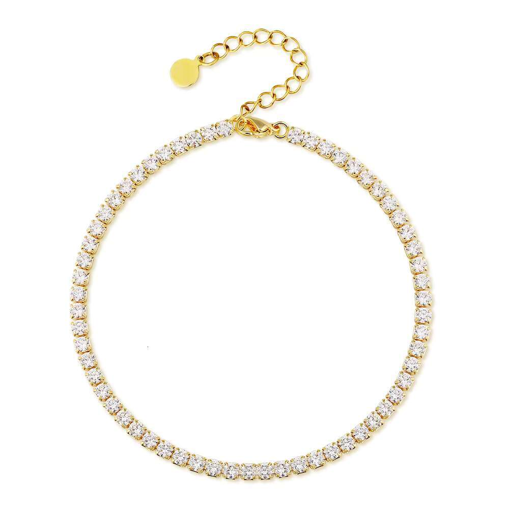 Cute 2023 Stainless Steel Silver Rose Gold Plated Diamond Tennis Anklet Foot Jewelry Women Ankle Bracelet for Women