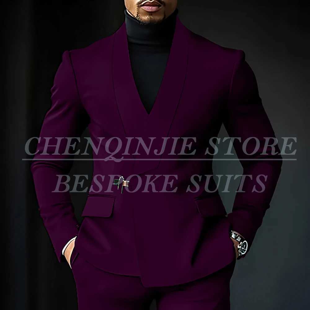 Fashion shawl lapel green mens high-quality ultra-thin suitable for wedding clothing mens customization 2-piece jacket pants set Terno W250410