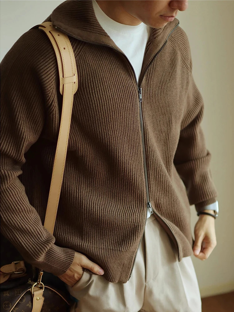 Autumn and Winter Warm Knitted Zipper Jaet for Men Casual Lightweight Open Cardigan Sle AntiBall Easy Care Ular Top 251030