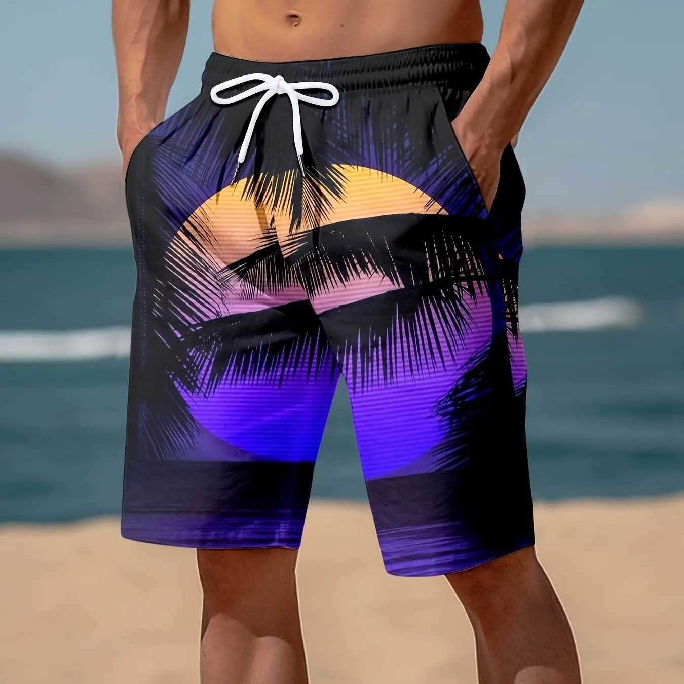 Summer Hawaiian Beach Shorts Color Pants 3D Printed Mens Holiday Casual Surfboard Shorts Swimsuit Luggage Childrens ClothingW250410