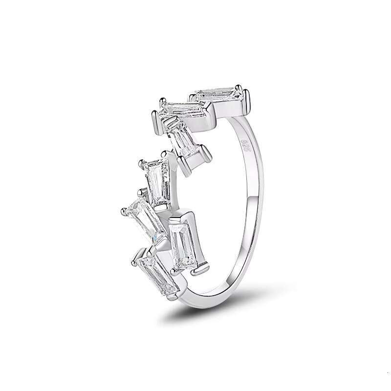 Custom 925 Sterling Silver Created Diamond Wedding Eternity Bands Engagement Rings Women Wholesale Jewelry
